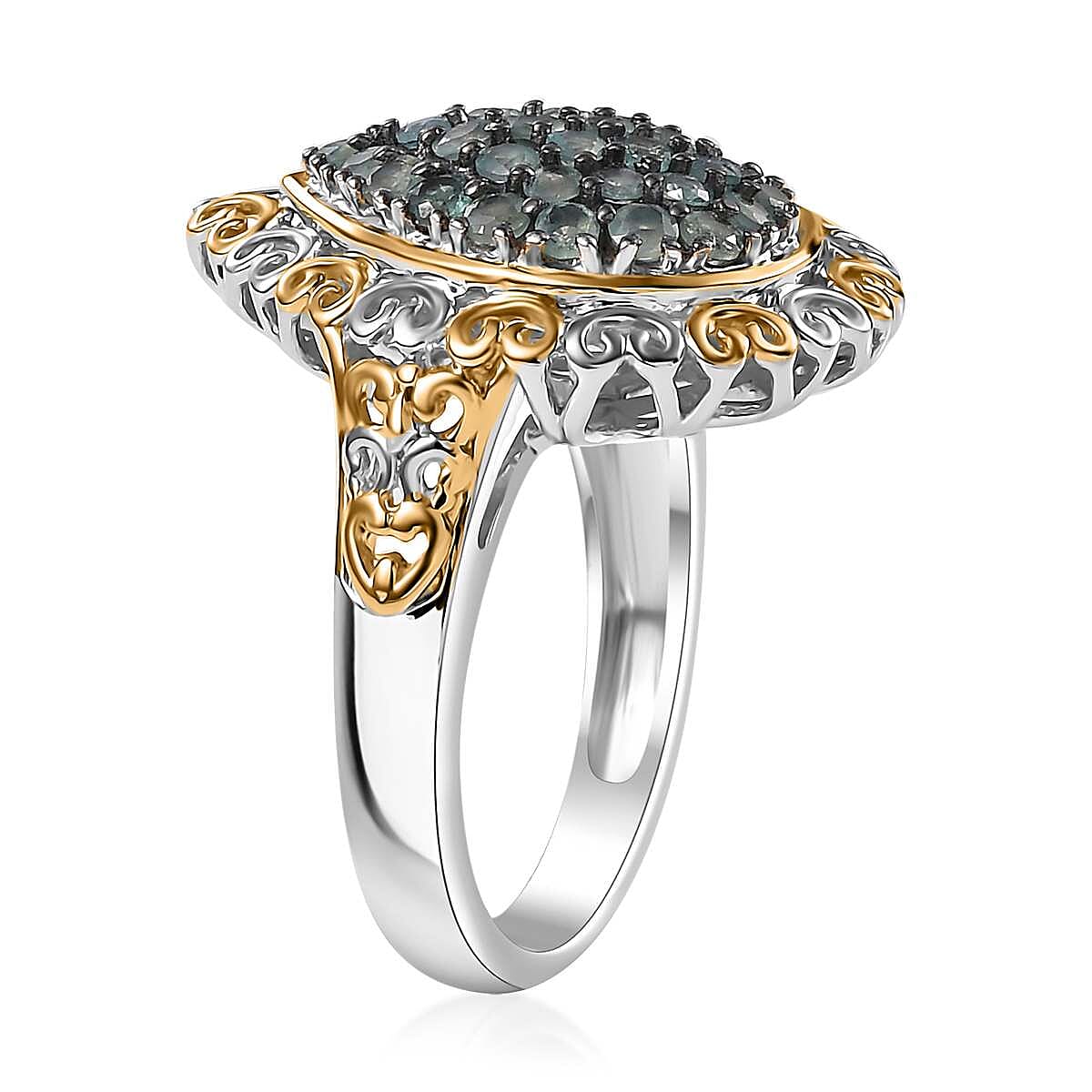 Narsipatnam Alexandrite 1.10 ctw Ring in 18K Vermeil YG and Rhodium Over Sterling Silver (Size 8.0) image number 3