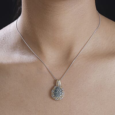 Narsipatnam Alexandrite 1.00 ctw Pendant in 18K Vermeil YG and Rhodium Over Sterling Silver