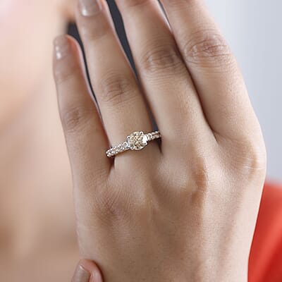 J Francis Embellished with Amber, Mint Green and Champagne Zirconia by Swarovski 3.60 ctw Crown Ring in Rhodium Over Sterling Silver (Size 10.0) 