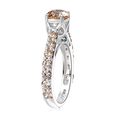 J Francis Embellished with Amber, Mint Green and Champagne Zirconia by Swarovski 3.60 ctw Crown Ring in Rhodium Over Sterling Silver (Size 10.0) 