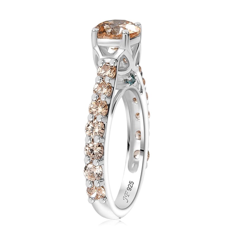 J Francis Embellished with Amber, Mint Green and Champagne Zirconia by Swarovski 3.60 ctw Crown Ring in Rhodium Over Sterling Silver (Size 10.0) 