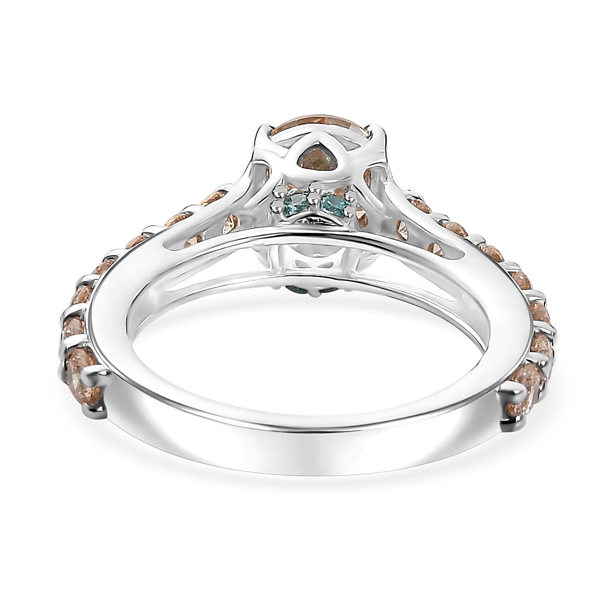 J Francis Embellished with Amber, Mint Green and Champagne Zirconia by Swarovski 3.60 ctw Crown Ring in Rhodium Over Sterling Silver (Size 10.0) 
