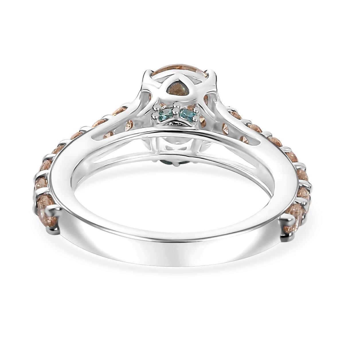 J Francis Embellished with Amber, Mint Green and Champagne Zirconia by Swarovski Crown Ring in Rhodium Over Sterling Silver (Size 10.0) 3.60 ctw image number 4