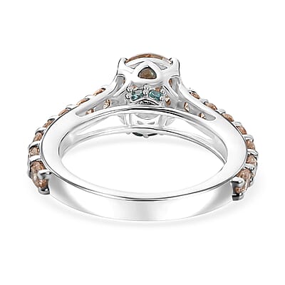 J Francis Embellished with Amber, Mint Green and Champagne Zirconia by Swarovski 3.60 ctw Crown Ring in Rhodium Over Sterling Silver (Size 10.0) 