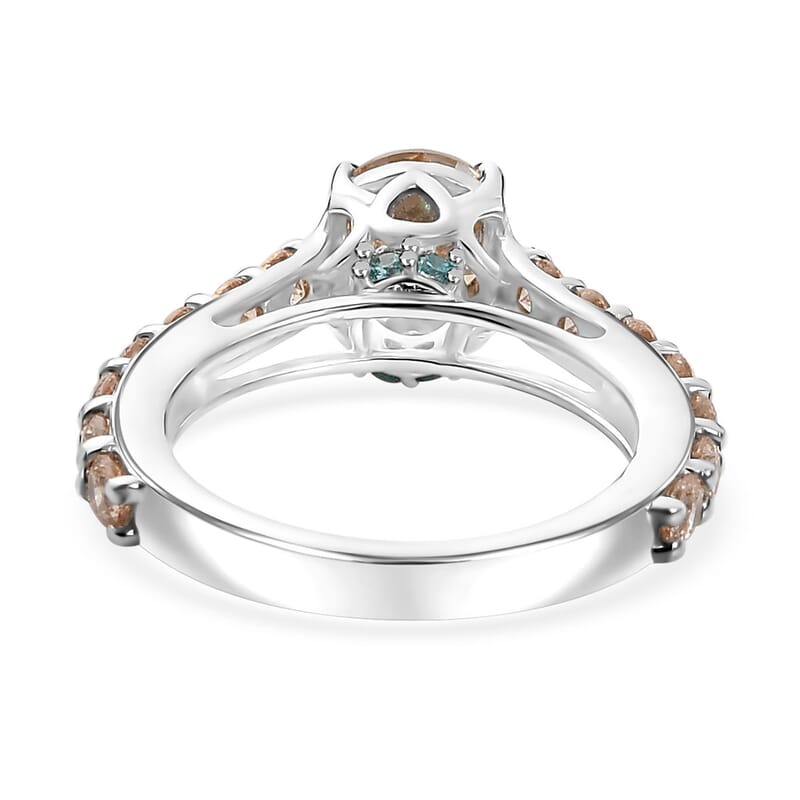 J Francis Embellished with Amber, Mint Green and Champagne Zirconia by Swarovski 3.60 ctw Crown Ring in Rhodium Over Sterling Silver (Size 10.0) 