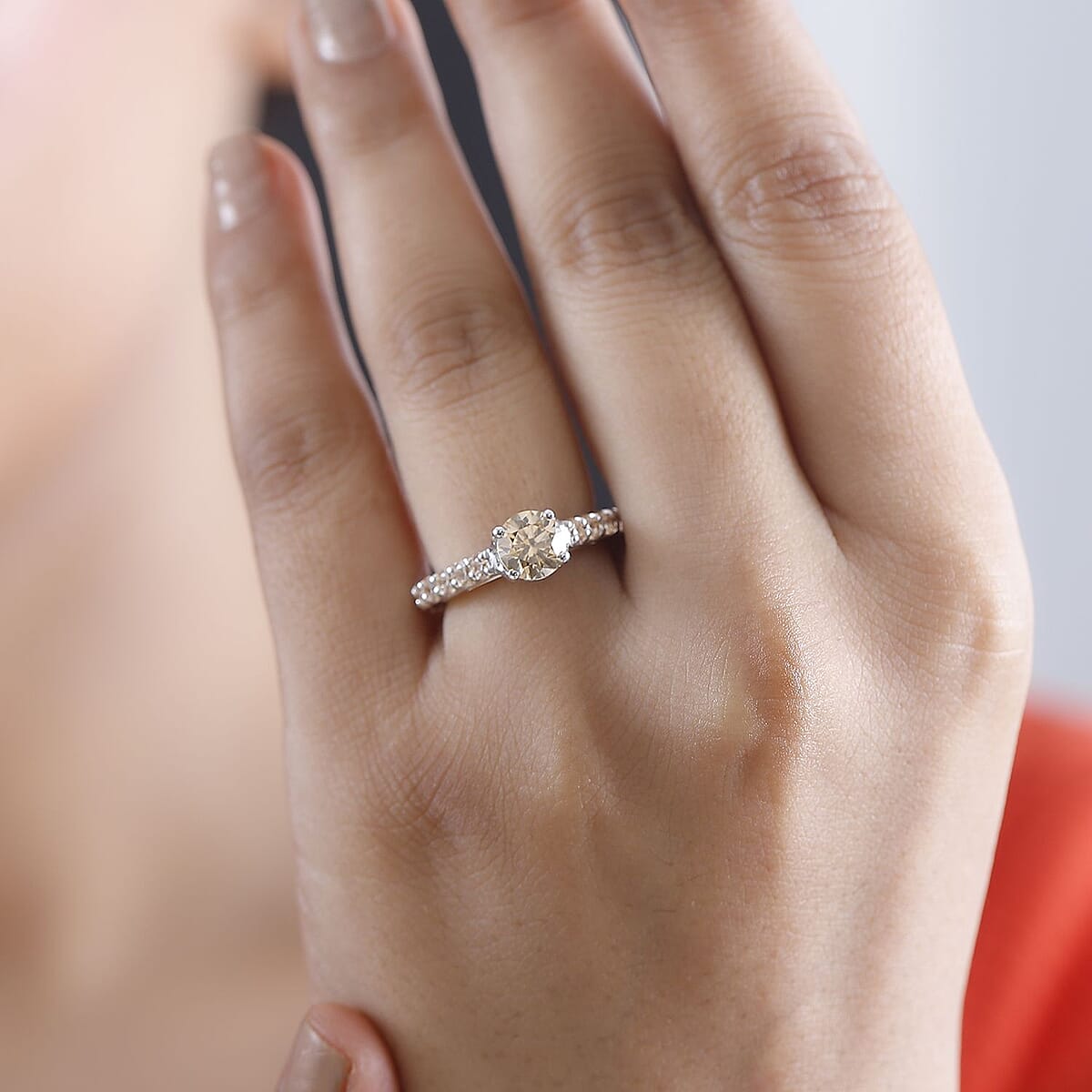 J Francis Embellished with Amber, Mint Green and Champagne Zirconia by Swarovski 3.60 ctw Crown Ring in Rhodium Over Sterling Silver (Size 7.0) image number 2