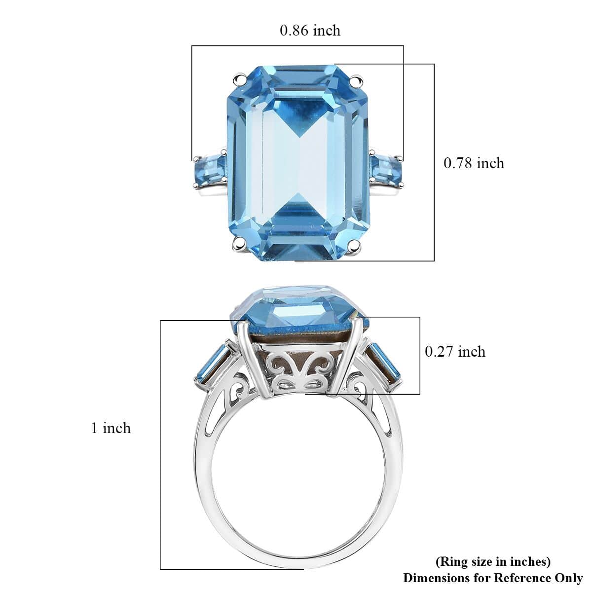 J Francis Embellished with Aquamarine Color Crystal by Swarovski Ring in Rhodium Over Sterling Silver (Size 10.0) 13.30 ctw image number 5