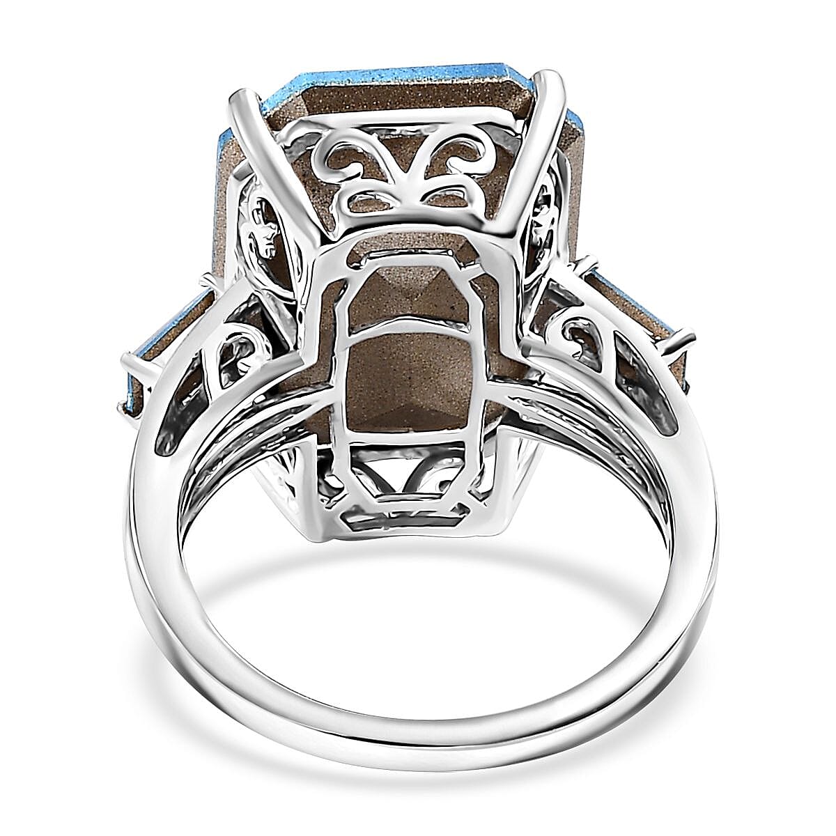 J Francis Embellished with Aquamarine Color Crystal by Swarovski Beauty of Ocean Ring in Rhodium Over Sterling Silver (Size 8.0) image number 4