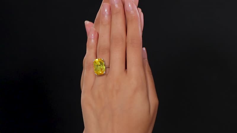 J Francis Embellished with Light Color Topaz Crystal by Swarovski Solitaire Ring in Rhodium Over Sterling Silver (Size 10.0) 11.75 ctw