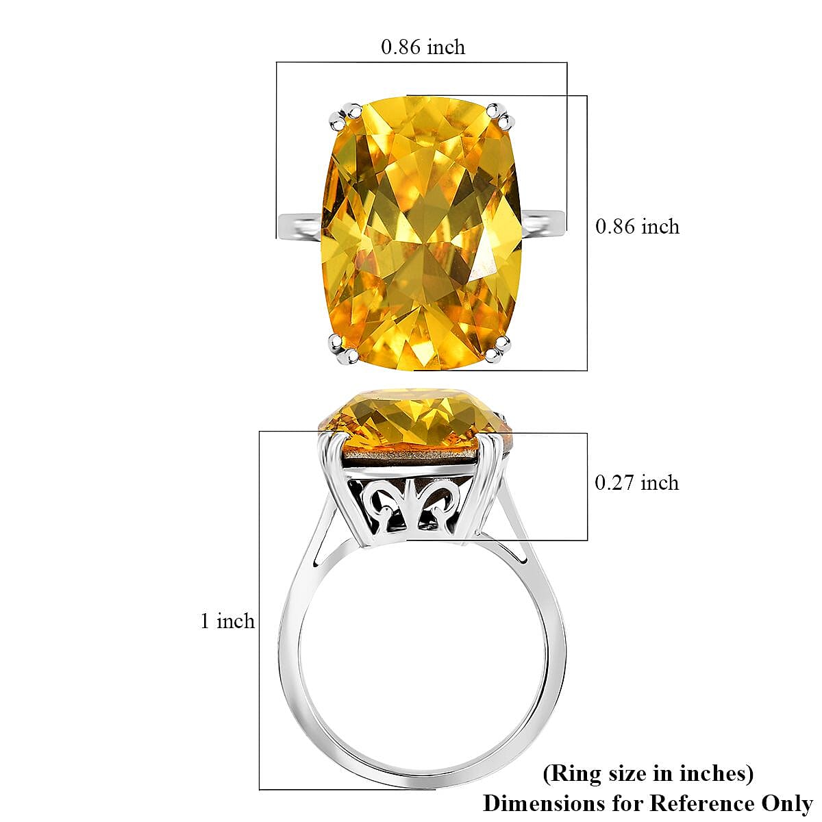 J Francis Embellished with Light Color Topaz Crystal by Swarovski Solitaire Ring in Rhodium Over Sterling Silver (Size 7.0) image number 5