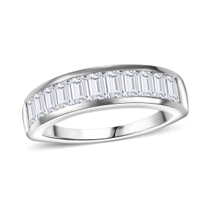 J Francis Embellished with Zirconia by Swarovski 2.10 ctw Eternity Band Ring in Rhodium Over Sterling Silver (Size 10.0)