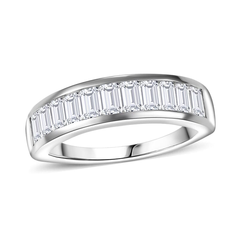 J Francis Embellished with Zirconia by Swarovski 2.10 ctw Eternity Band Ring in Rhodium Over Sterling Silver (Size 10.0)