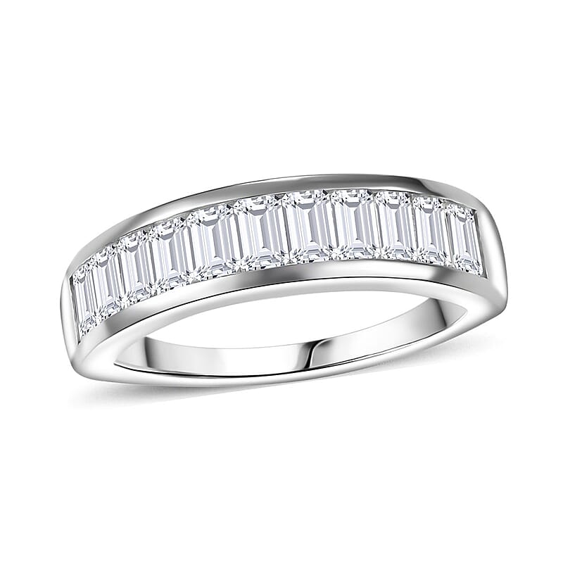 J Francis Embellished with Zirconia by Swarovski 2.10 ctw Eternity Band Ring in Rhodium Over Sterling Silver (Size 10.0)