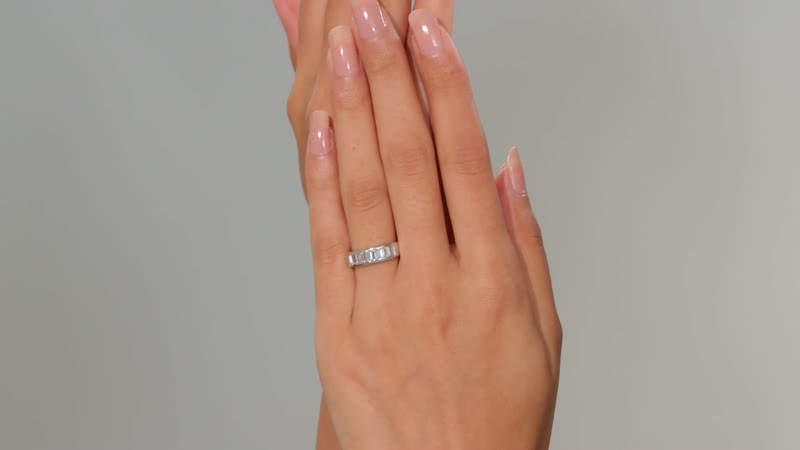 J Francis Embellished with Zirconia by Swarovski Eternity Band Ring in Rhodium Over Sterling Silver (Size 10.0) 2.10 ctw