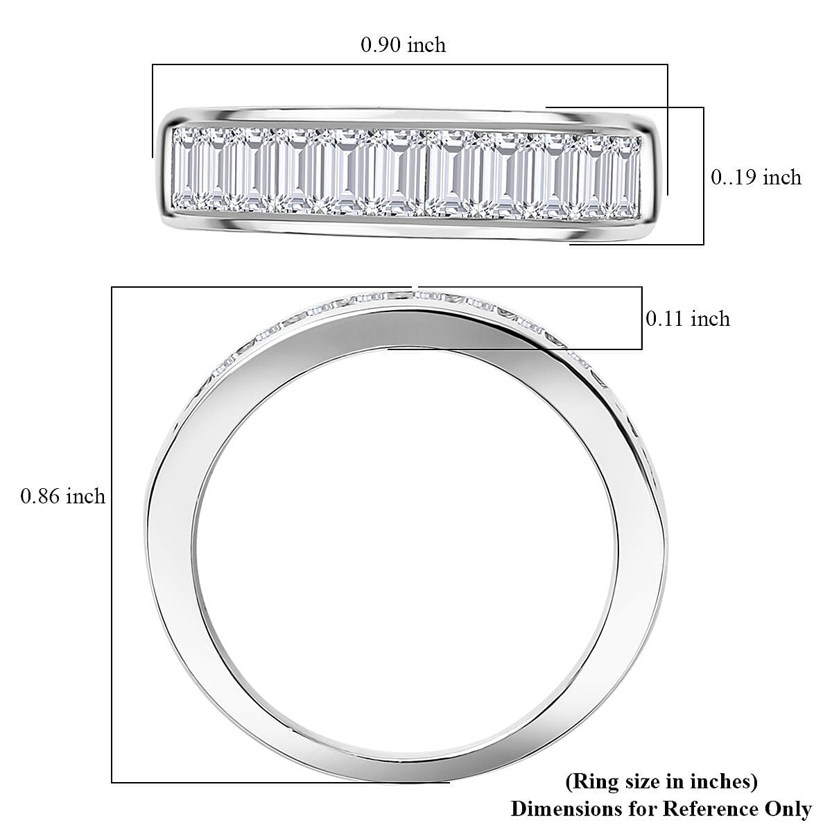 J Francis Embellished with Zirconia by Swarovski 2.10 ctw Eternity Band Ring in Rhodium Over Sterling Silver (Size 10.0)