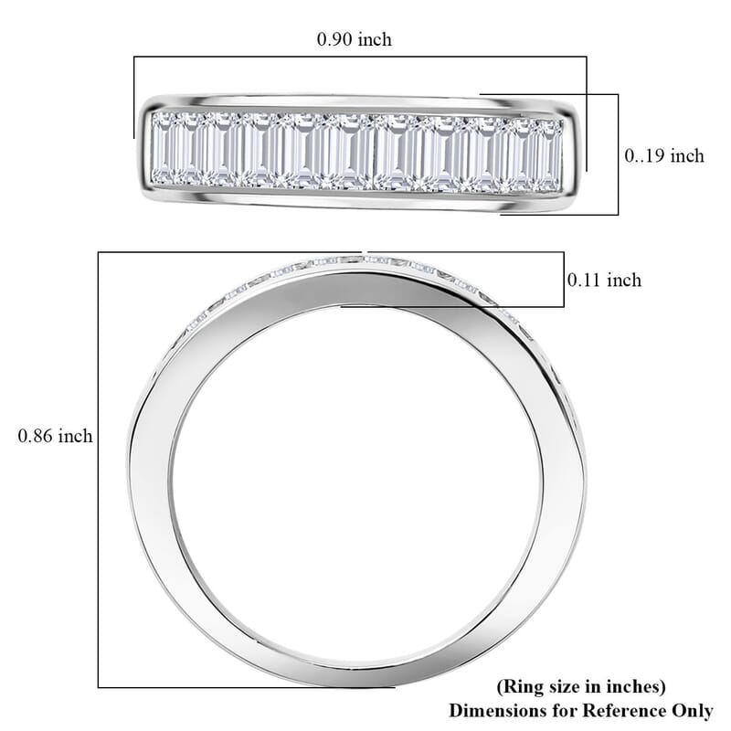 J Francis Embellished with Zirconia by Swarovski 2.10 ctw Eternity Band Ring in Rhodium Over Sterling Silver (Size 10.0)