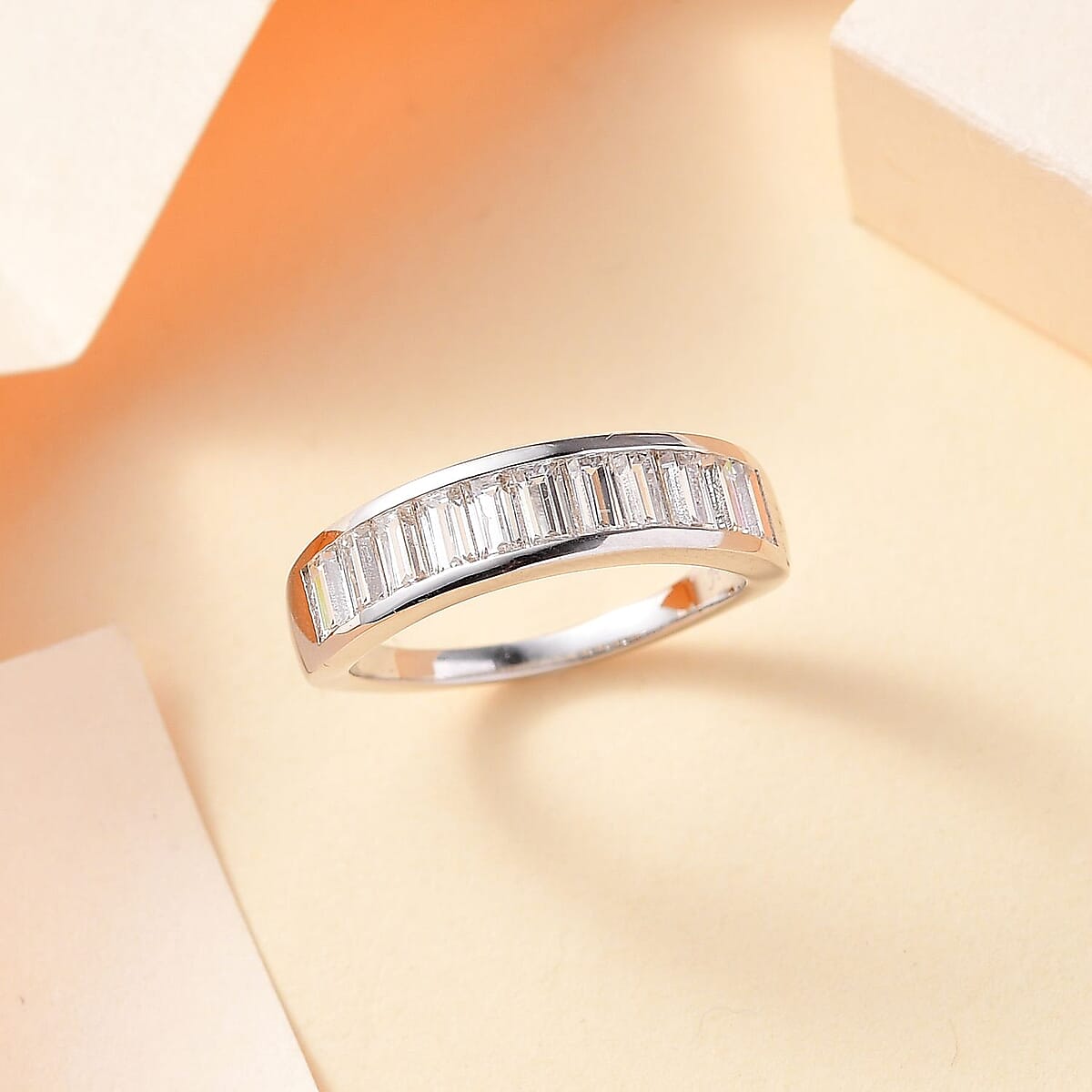 J Francis Embellished with Zirconia by Swarovski 2.10 ctw Eternity Band Ring in Rhodium Over Sterling Silver (Size 9.0) image number 1