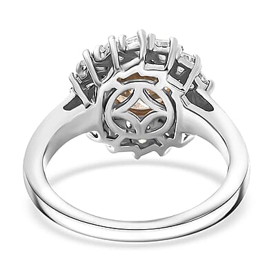 J Francis Embellished with Amber Color and White Zirconia by Swarovski 3.60 ctw Swirl Halo Ring in Rhodium Over Sterling Silver (Size 10.0)
