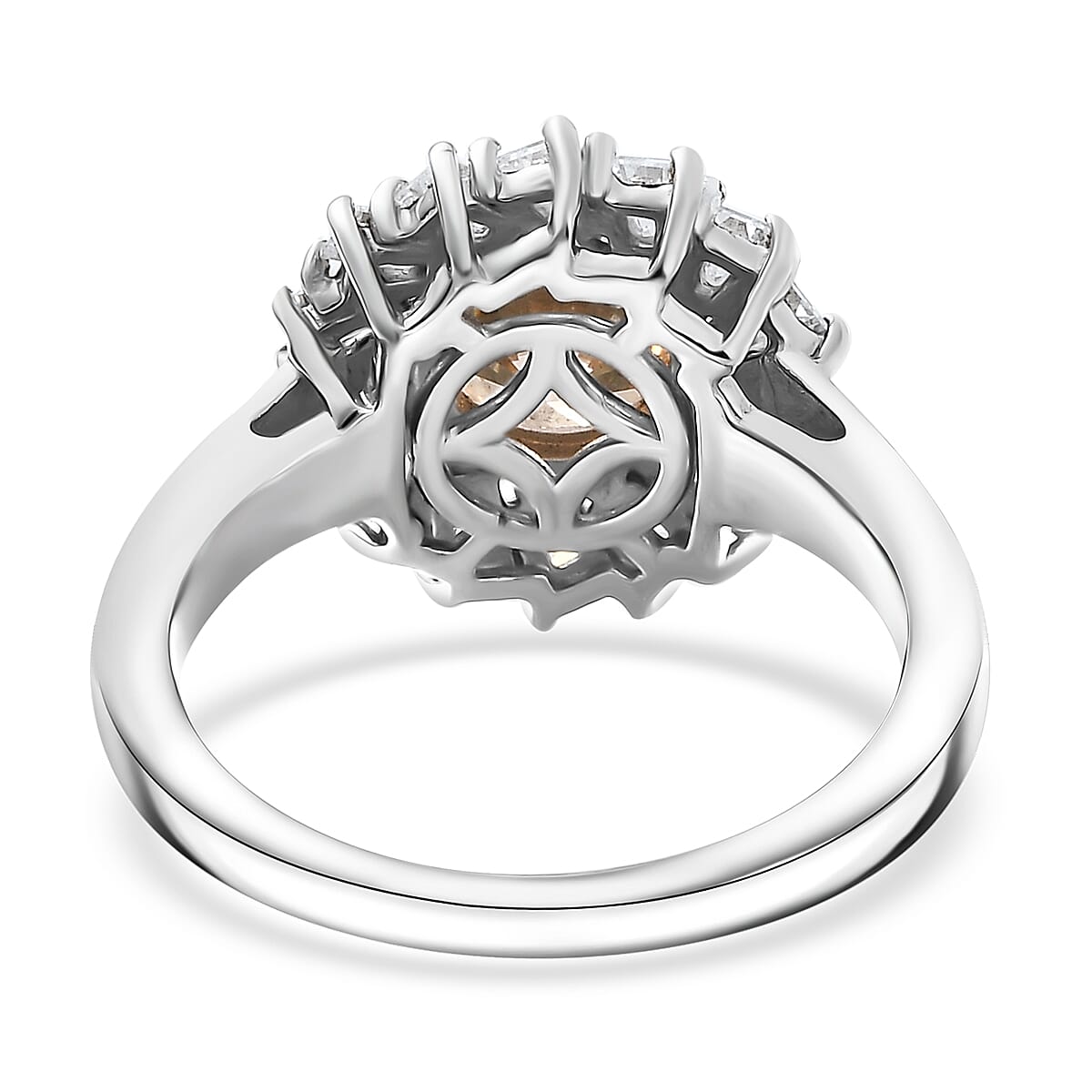 J Francis Embellished with Amber Color and White Zirconia by Swarovski 3.60 ctw Swirl Halo Ring in Rhodium Over Sterling Silver (Size 7.0) image number 4