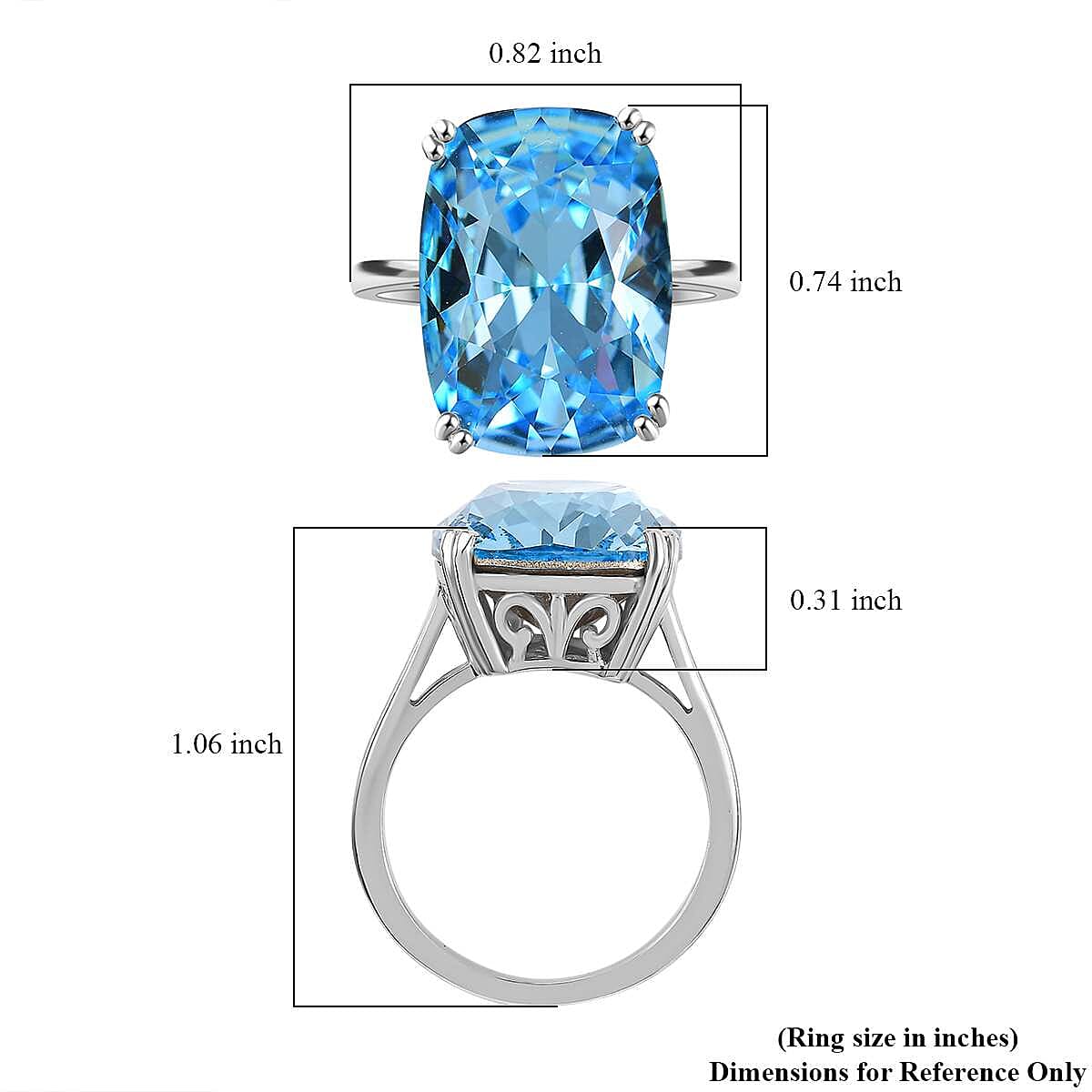 J Francis Embellished with Aquamarine Crystal by Swarovski Solitaire Ring in Rhodium Over Sterling Silver (Size 7.0) image number 5