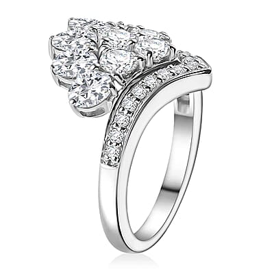 J Francis Embellished with Zirconia by Swarovski 4.25 ctw Crown Ring in Rhodium Over Sterling Silver (Size 10.0)