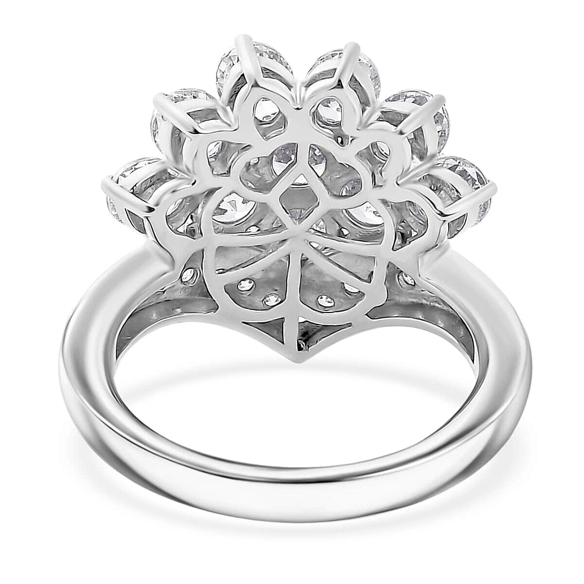 J Francis Embellished with Zirconia by Swarovski 4.25 ctw Crown Ring in Rhodium Over Sterling Silver (Size 10.0)