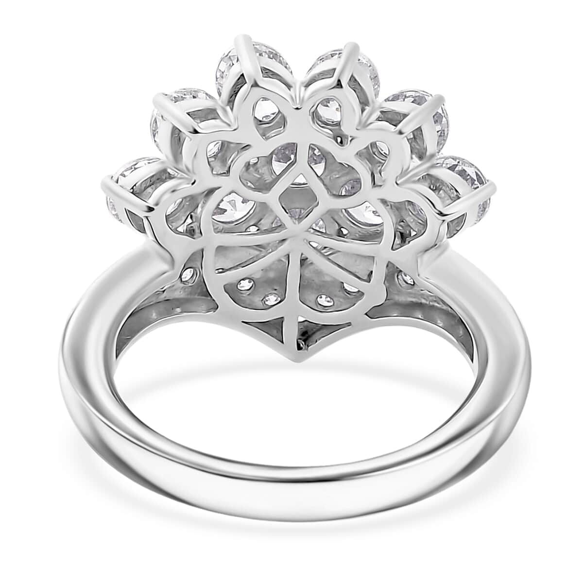 J Francis Embellished with Zirconia by Swarovski Crown Ring in Rhodium Over Sterling Silver (Size 10.0) 4.25 ctw image number 4