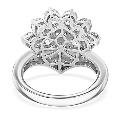 J Francis Embellished with Zirconia by Swarovski 4.25 ctw Crown Ring in Rhodium Over Sterling Silver (Size 10.0)