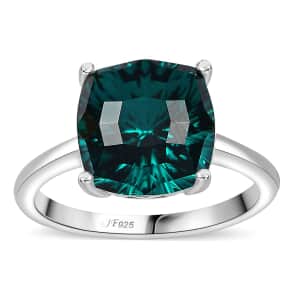 J Francis Embellished with Emerald Color Crystal by Swarovski Solitaire Ring in Rhodium Over Sterling Silver (Size 10.0)