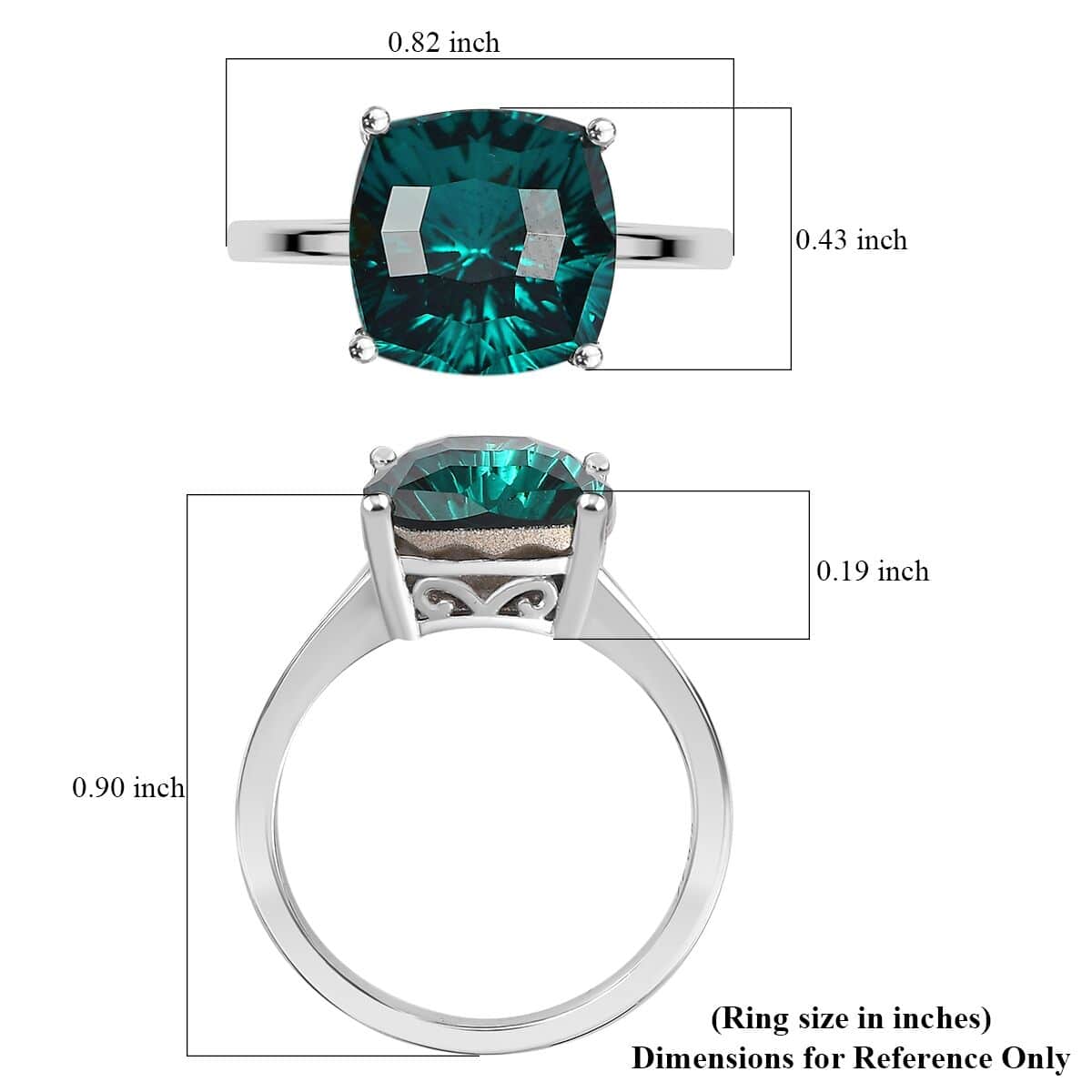 J Francis Embellished with Emerald Color Crystal by Swarovski Solitaire Ring in Rhodium Over Sterling Silver (Size 10.0) image number 4