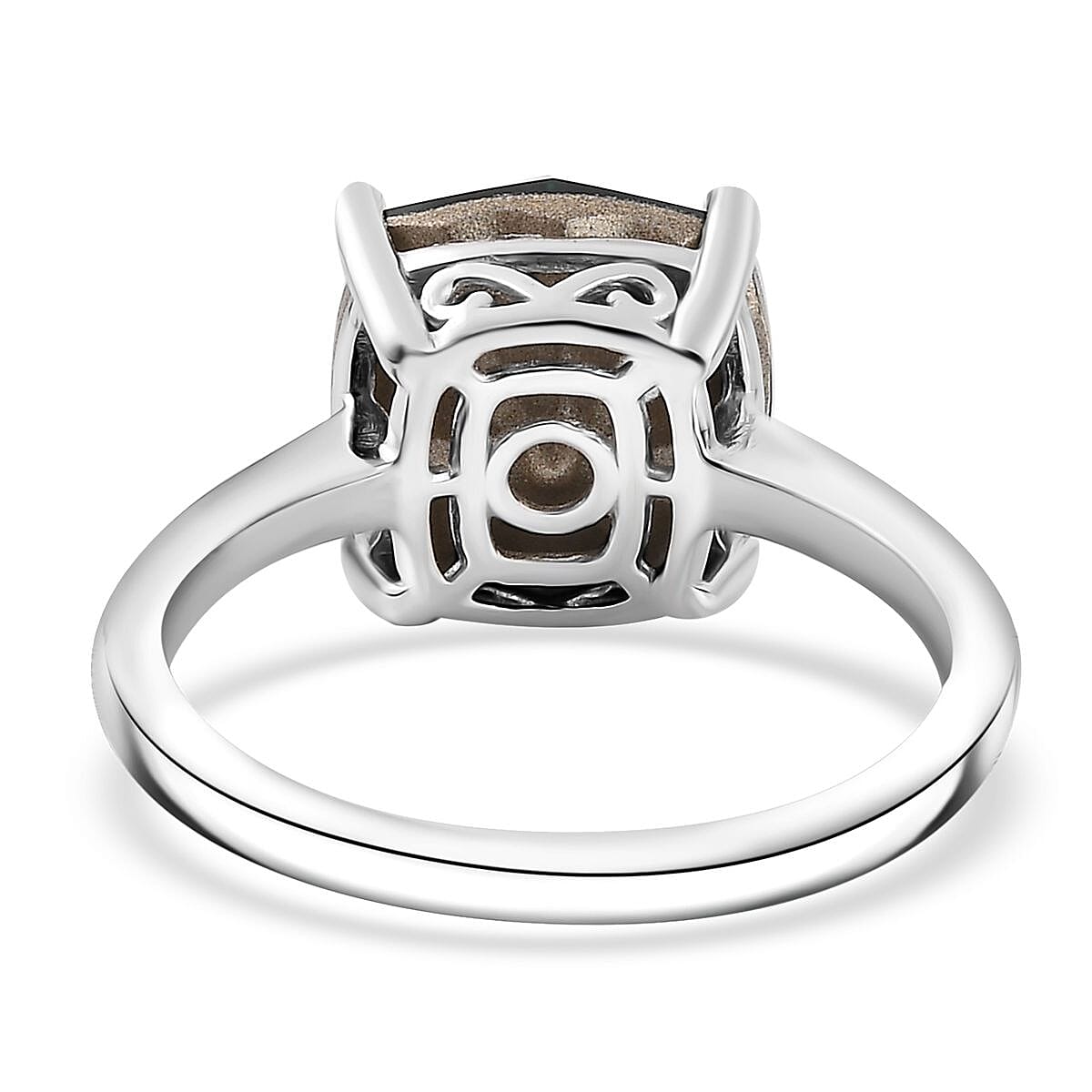 J Francis Embellished with Emerald Color Crystal by Swarovski Solitaire Ring in Rhodium Over Sterling Silver (Size 8.0) image number 3