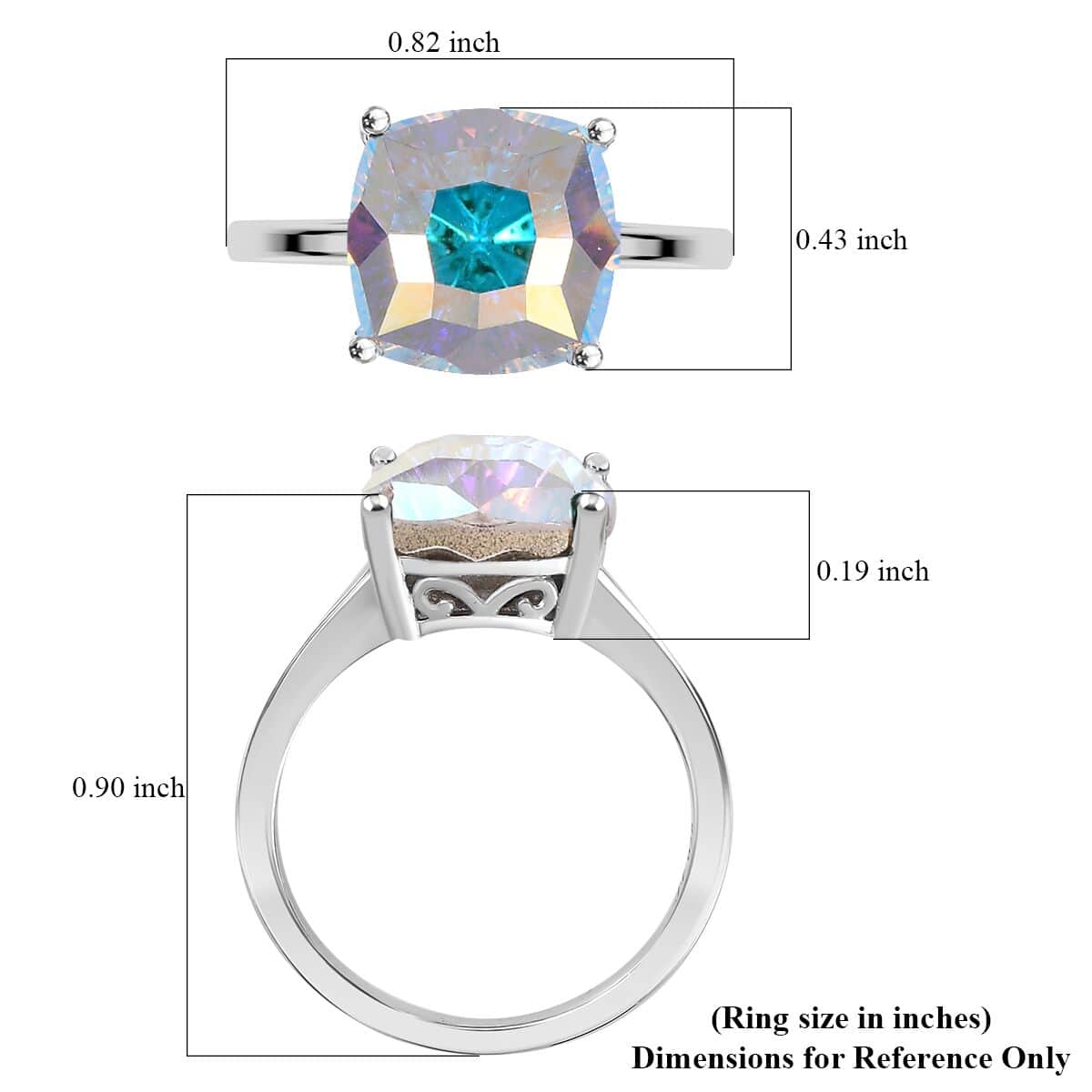 J Francis Embellished with Aurora Borealis Crystal by Swarovski Solitaire Ring in Rhodium Over Sterling Silver (Size 10.0) image number 5