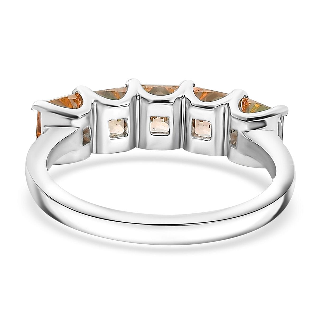 J Francis Embellished with Fancy Yellow Zirconia by Swarovski 3.50 ctw 5 Stone Ring in Rhodium Over Sterling Silver (Size 10.0) 