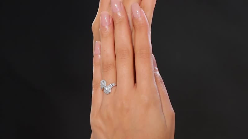J Francis Embellished with Zirconia by Swarovski Ring in Rhodium Over Sterling Silver (Size 10.0) 1.00 ctw