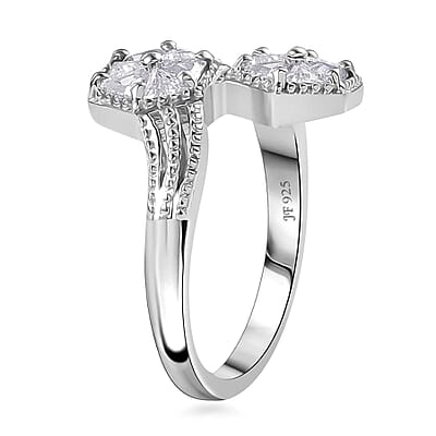 J Francis Embellished with Zirconia by Swarovski 1.00 ctw Ring in Rhodium Over Sterling Silver (Size 10.0)