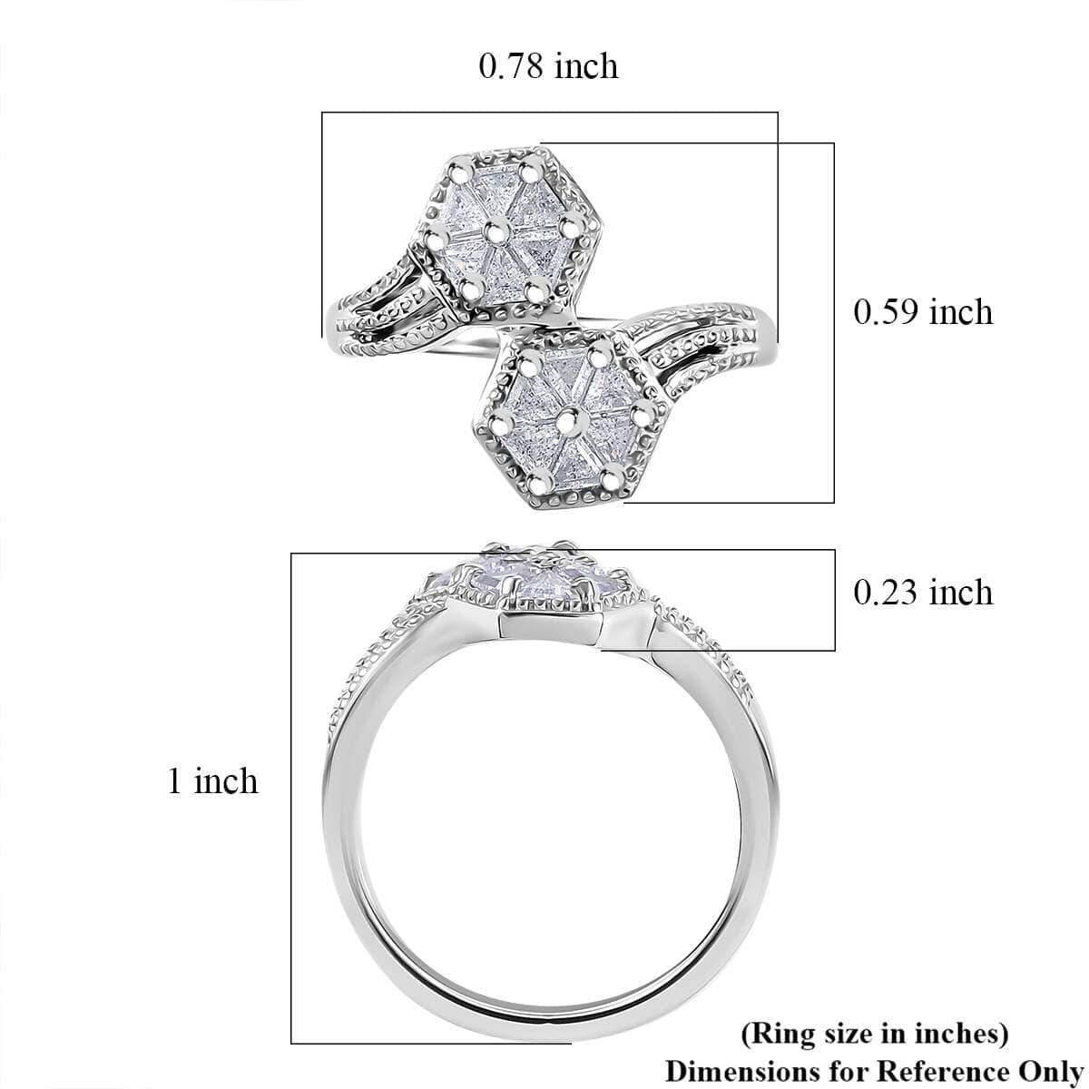 J Francis Embellished with Zirconia by Swarovski 1.00 ctw Ring in Rhodium Over Sterling Silver (Size 10.0) image number 5