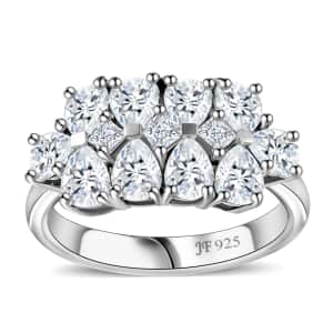 J Francis Embellished with Zirconia by Swarovski 3.80 ctw Art Deco Ring in Rhodium Over Sterling Silver (Size 10.0)