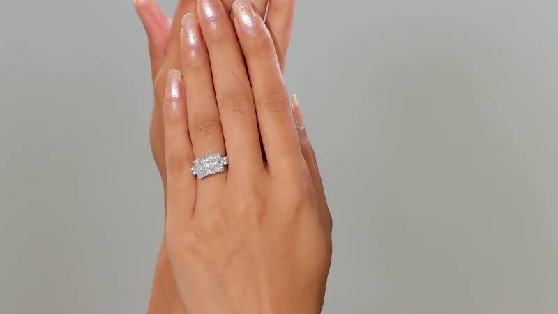 J Francis Embellished with Zirconia by Swarovski Art Deco Ring in Rhodium Over Sterling Silver (Size 10.0) 3.80 ctw