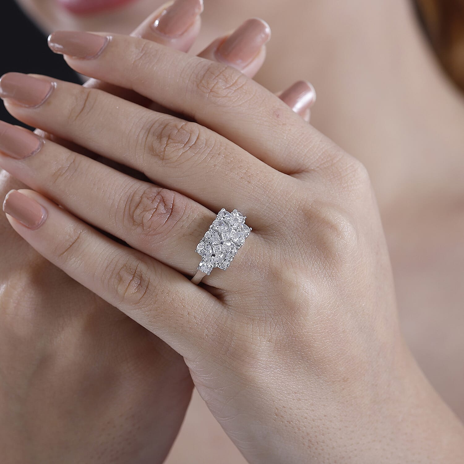 J Francis Embellished with Zirconia by Swarovski 3.80 ctw Art Deco Ring in Rhodium Over Sterling Silver (Size 10.0)