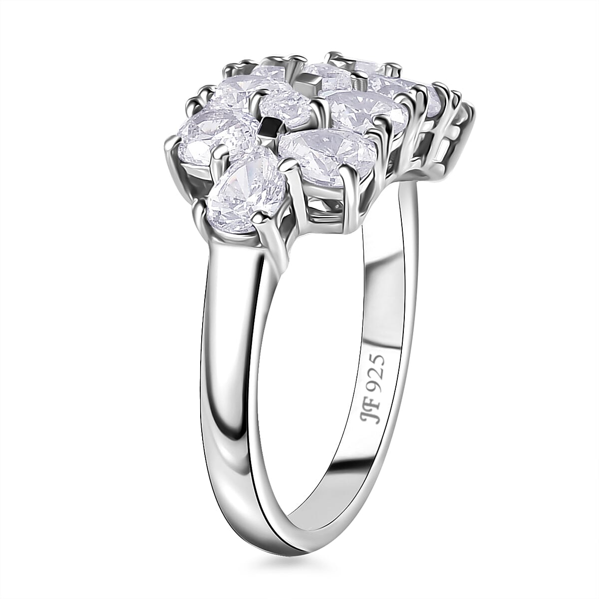 J Francis Embellished with Zirconia by Swarovski 3.80 ctw Art Deco Ring in Rhodium Over Sterling Silver (Size 10.0)
