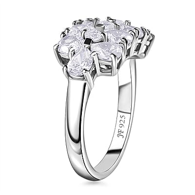 J Francis Embellished with Zirconia by Swarovski 3.80 ctw Art Deco Ring in Rhodium Over Sterling Silver (Size 10.0)