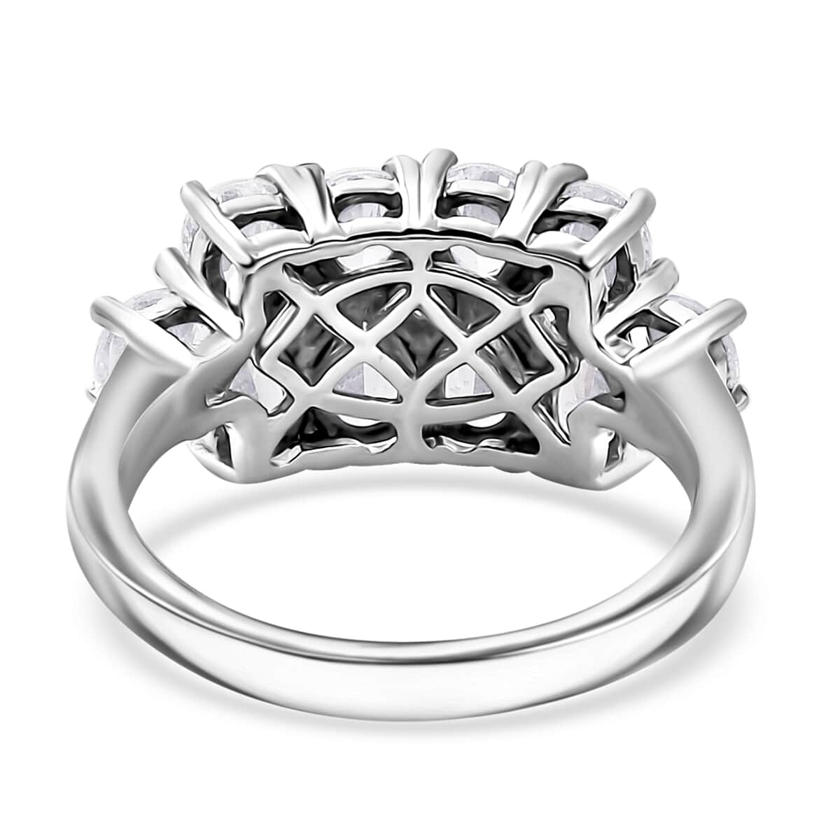 J Francis Embellished with Zirconia by Swarovski 3.80 ctw Art Deco Ring in Rhodium Over Sterling Silver (Size 10.0) image number 5