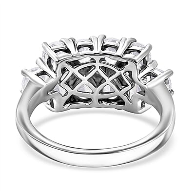 J Francis Embellished with Zirconia by Swarovski 3.80 ctw Art Deco Ring in Rhodium Over Sterling Silver (Size 10.0)
