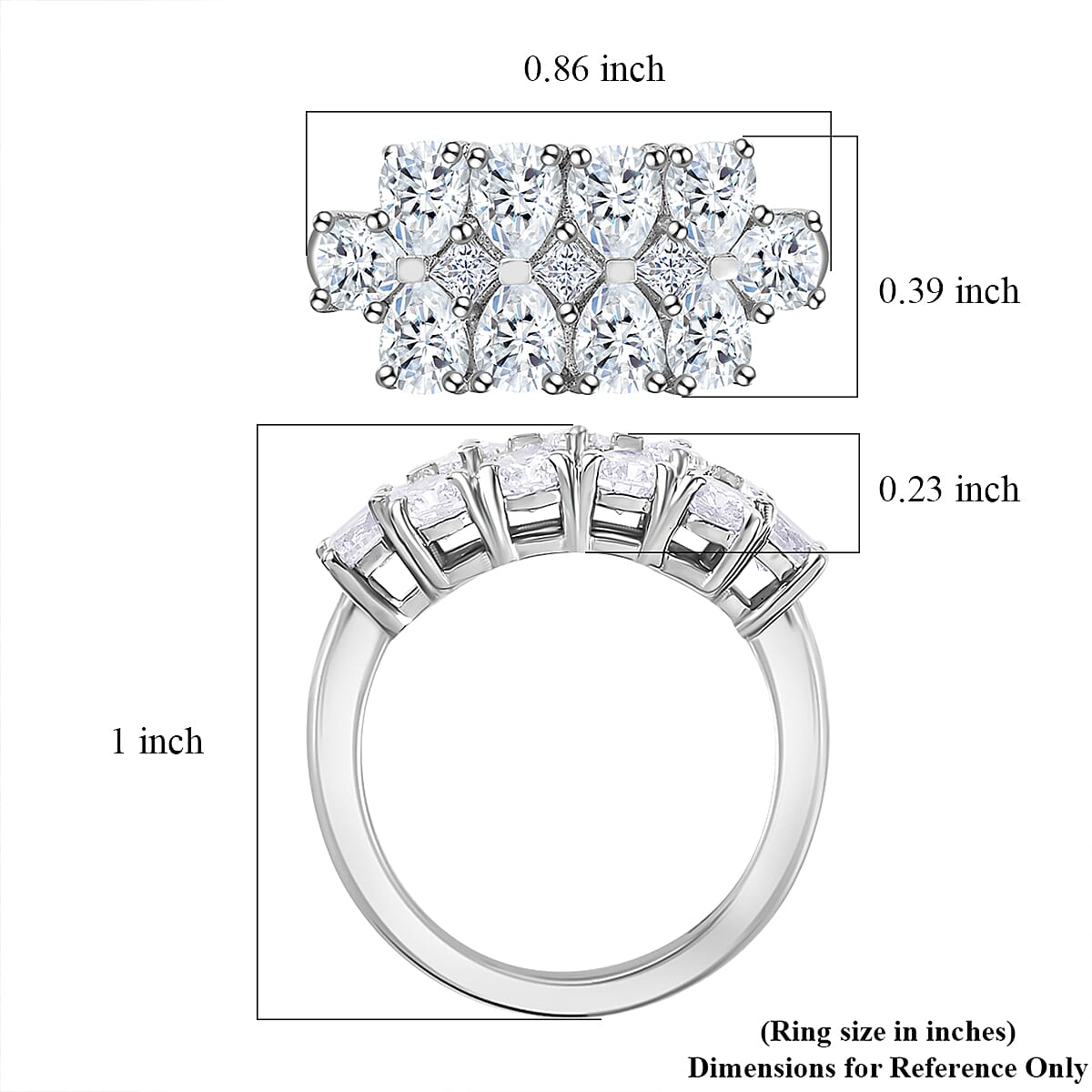 J Francis Embellished with Zirconia by Swarovski 3.80 ctw Art Deco Ring in Rhodium Over Sterling Silver (Size 10.0)