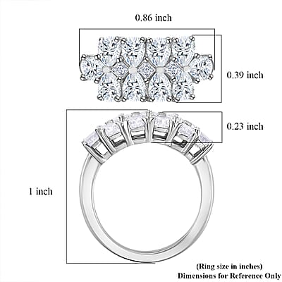J Francis Embellished with Zirconia by Swarovski 3.80 ctw Art Deco Ring in Rhodium Over Sterling Silver (Size 10.0)