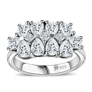 J Francis Embellished with Zirconia by Swarovski 3.80 ctw Art Deco Ring in Rhodium Over Sterling Silver (Size 6.0)