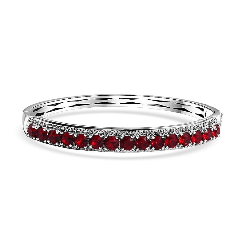Karis J Francis Embellished with Siam Color Crystal by Swarovski Starry Night Bangle Bracelet in Platinum Bond (7.25 In)