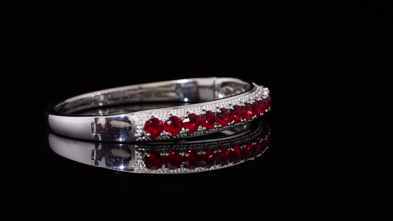 Karis J Francis Embellished with Siam Color Crystal by Swarovski Starry Night Bangle Bracelet in Platinum Bond (7.25 In)