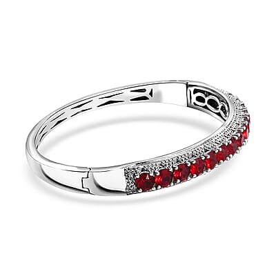 Karis J Francis Embellished with Siam Color Crystal by Swarovski Starry Night Bangle Bracelet in Platinum Bond (7.25 In)