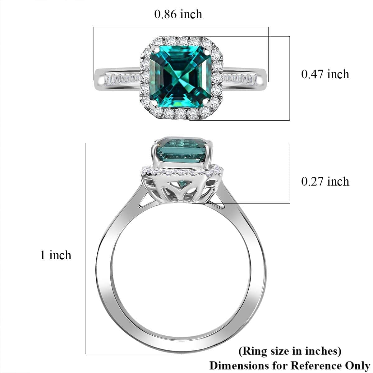 Certified & Appraised Rhapsody 950 Platinum Asscher Cut AAAA Pirineu Lagoon Tourmaline, Diamond (E-F, VS) (0.37 cts) Ring (Size 10.0) (6 g) 2.32 ctw image number 5